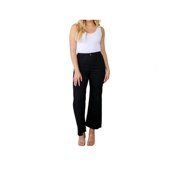 ANNIEWEAR NWT august high rise stretch wide leg black trouser jeans size 3XL - Picture 2 of 2